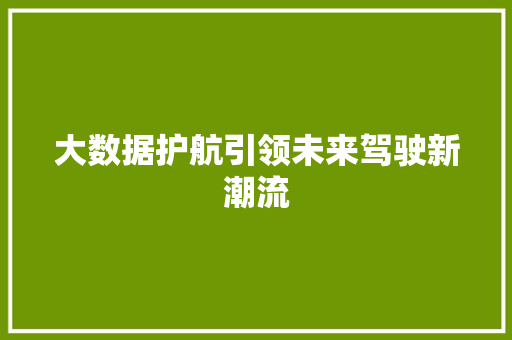 大数据护航引领未来驾驶新潮流