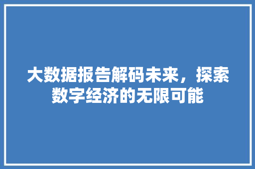 大数据报告解码未来，探索数字经济的无限可能
