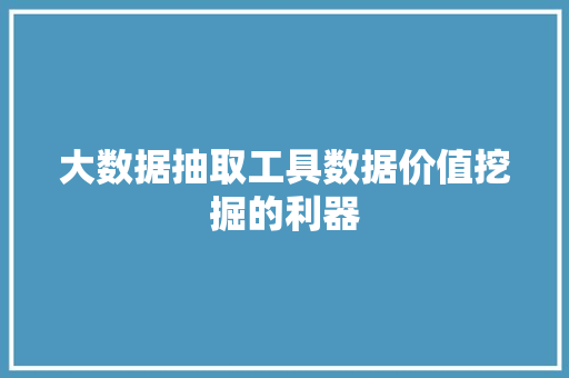 大数据抽取工具数据价值挖掘的利器