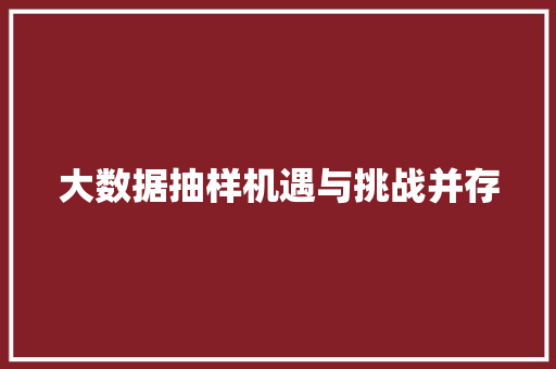 大数据抽样机遇与挑战并存