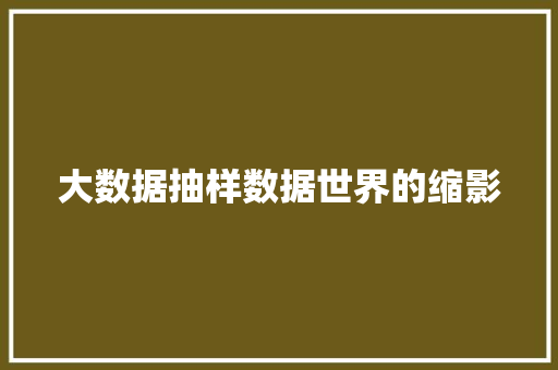 大数据抽样数据世界的缩影