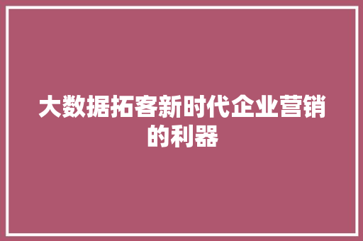 大数据拓客新时代企业营销的利器