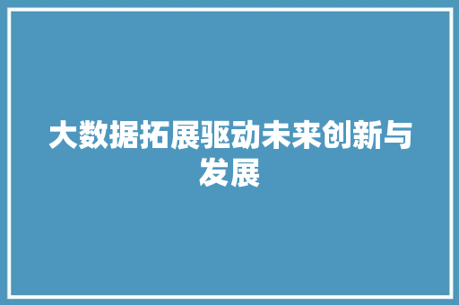 大数据拓展驱动未来创新与发展