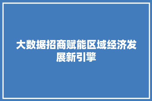 大数据招商赋能区域经济发展新引擎