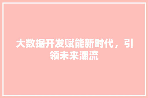 大数据开发赋能新时代，引领未来潮流