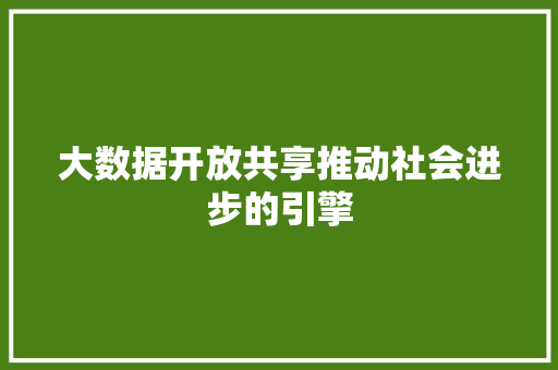 大数据开放共享推动社会进步的引擎