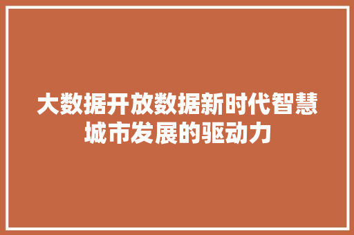 大数据开放数据新时代智慧城市发展的驱动力