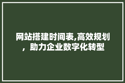 网站搭建时间表,高效规划，助力企业数字化转型 市场营销范文