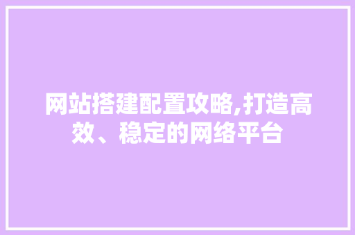 网站搭建配置攻略,打造高效、稳定的网络平台 商务信函