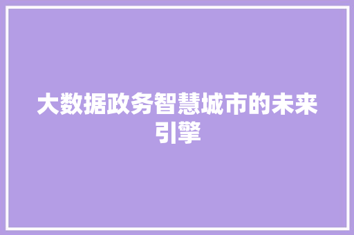 大数据政务智慧城市的未来引擎
