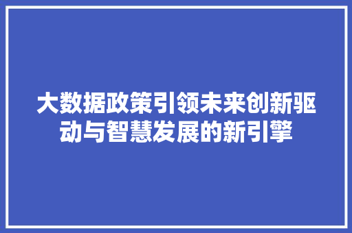 大数据政策引领未来创新驱动与智慧发展的新引擎