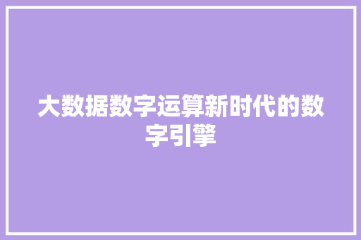 大数据数字运算新时代的数字引擎