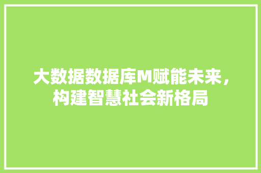 大数据数据库M赋能未来，构建智慧社会新格局