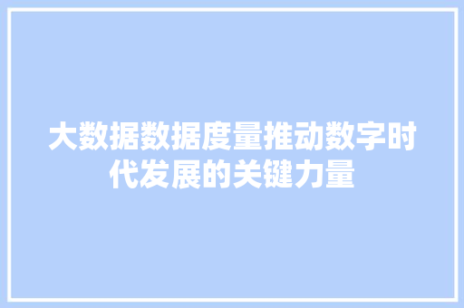 大数据数据度量推动数字时代发展的关键力量