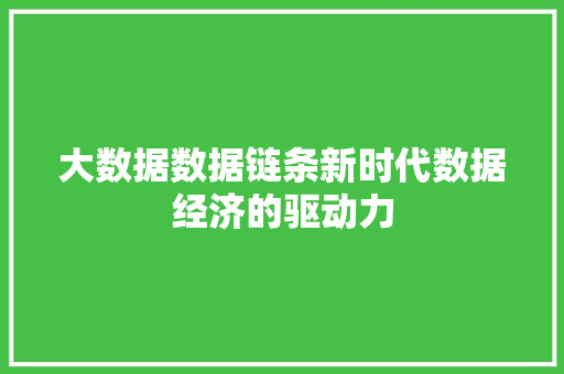 大数据数据链条新时代数据经济的驱动力