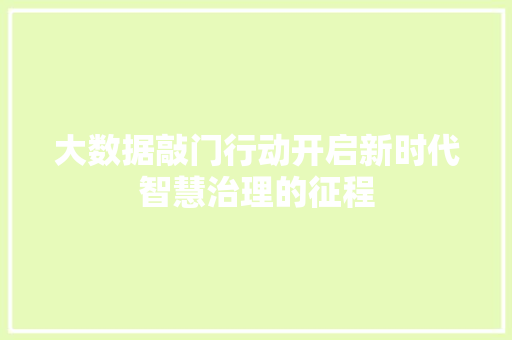 大数据敲门行动开启新时代智慧治理的征程