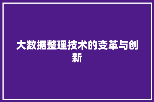 大数据整理技术的变革与创新