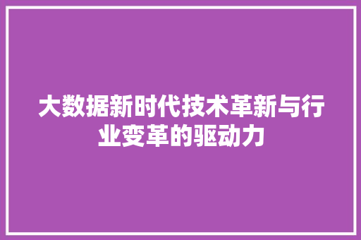 大数据新时代技术革新与行业变革的驱动力