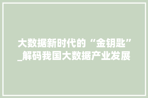 大数据新时代的“金钥匙”_解码我国大数据产业发展