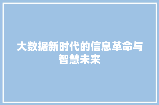 大数据新时代的信息革命与智慧未来