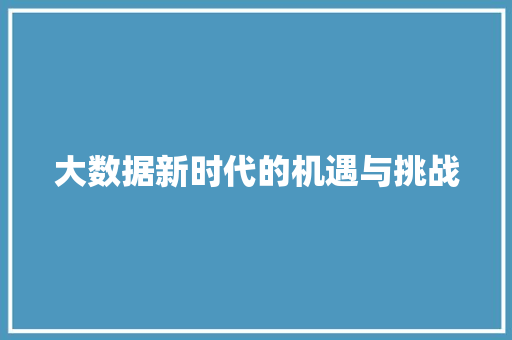 大数据新时代的机遇与挑战