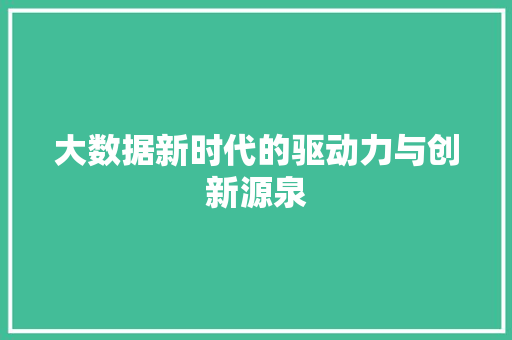 大数据新时代的驱动力与创新源泉