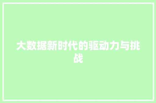 大数据新时代的驱动力与挑战