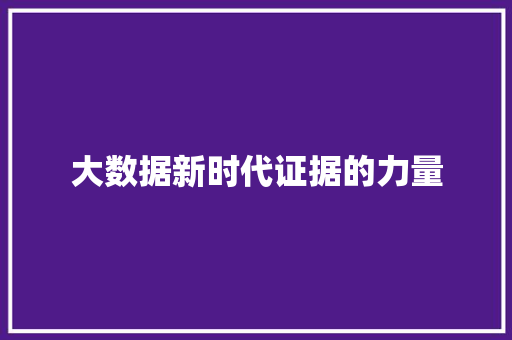 大数据新时代证据的力量
