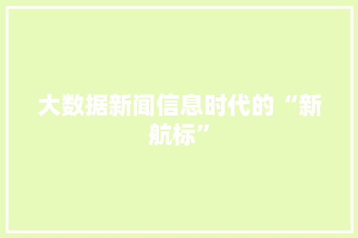 大数据新闻信息时代的“新航标”