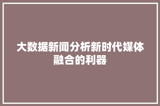 大数据新闻分析新时代媒体融合的利器