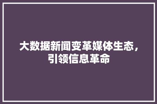 大数据新闻变革媒体生态，引领信息革命