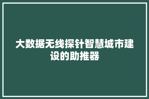 大数据无线探针智慧城市建设的助推器