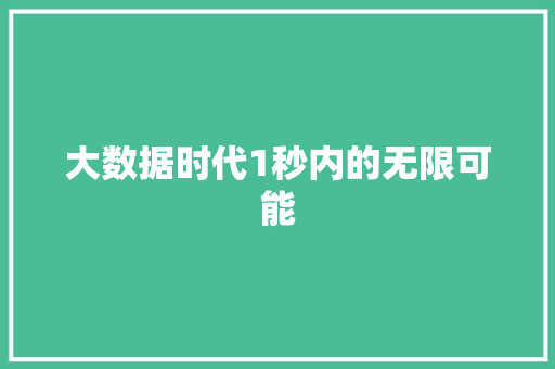 大数据时代1秒内的无限可能