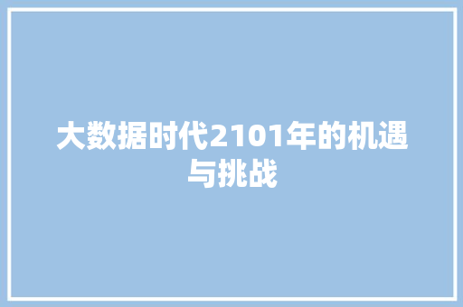 大数据时代2101年的机遇与挑战