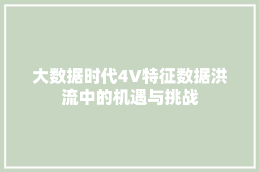 大数据时代4V特征数据洪流中的机遇与挑战