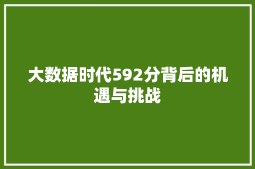 大数据时代592分背后的机遇与挑战