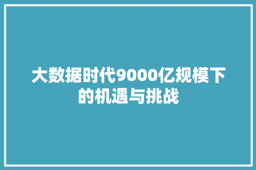 大数据时代9000亿规模下的机遇与挑战