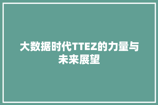 大数据时代TTEZ的力量与未来展望