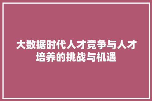 大数据时代人才竞争与人才培养的挑战与机遇