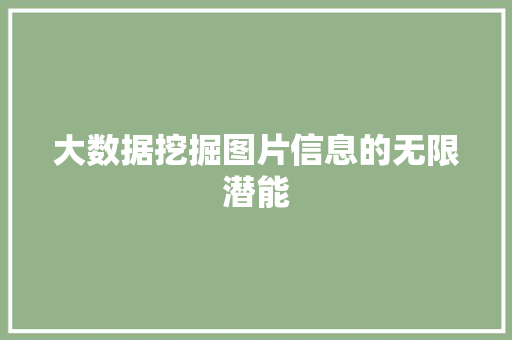 大数据挖掘图片信息的无限潜能