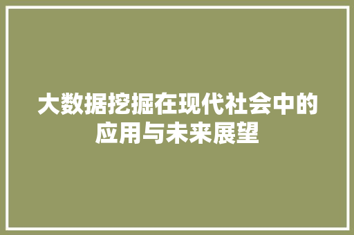 大数据挖掘在现代社会中的应用与未来展望