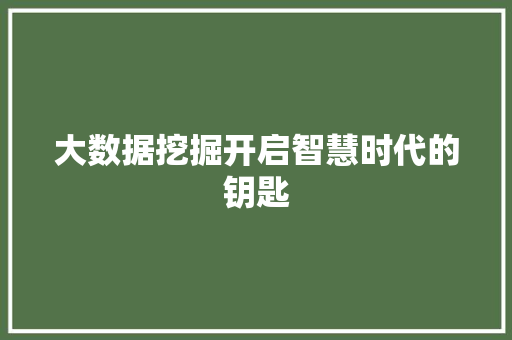 大数据挖掘开启智慧时代的钥匙 市场营销范文