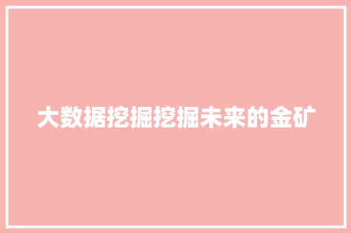 大数据挖掘挖掘未来的金矿