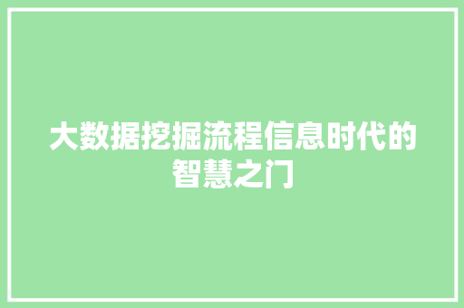 大数据挖掘流程信息时代的智慧之门