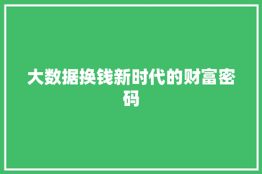大数据换钱新时代的财富密码