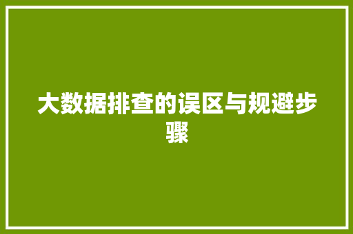 大数据排查的误区与规避步骤