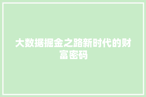 大数据掘金之路新时代的财富密码