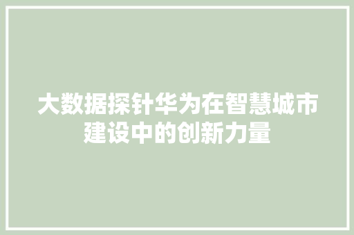 大数据探针华为在智慧城市建设中的创新力量