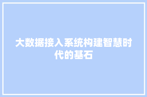 大数据接入系统构建智慧时代的基石