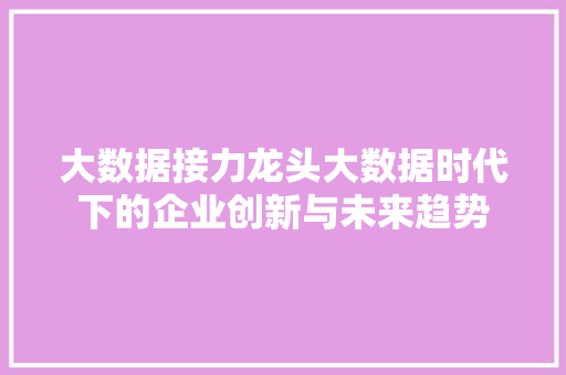 大数据接力龙头大数据时代下的企业创新与未来趋势